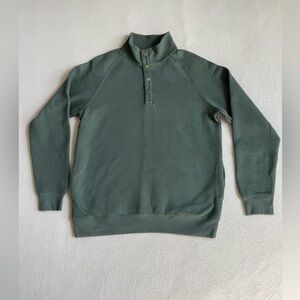 Goodfellow & Co Men M Olive Green Pullover Sweater Diamond Quilted Snap Placket